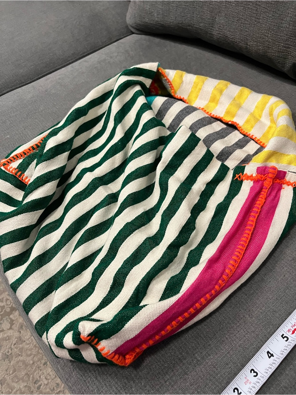 Artisan Project handcrafted striped bright multicolor tote bag